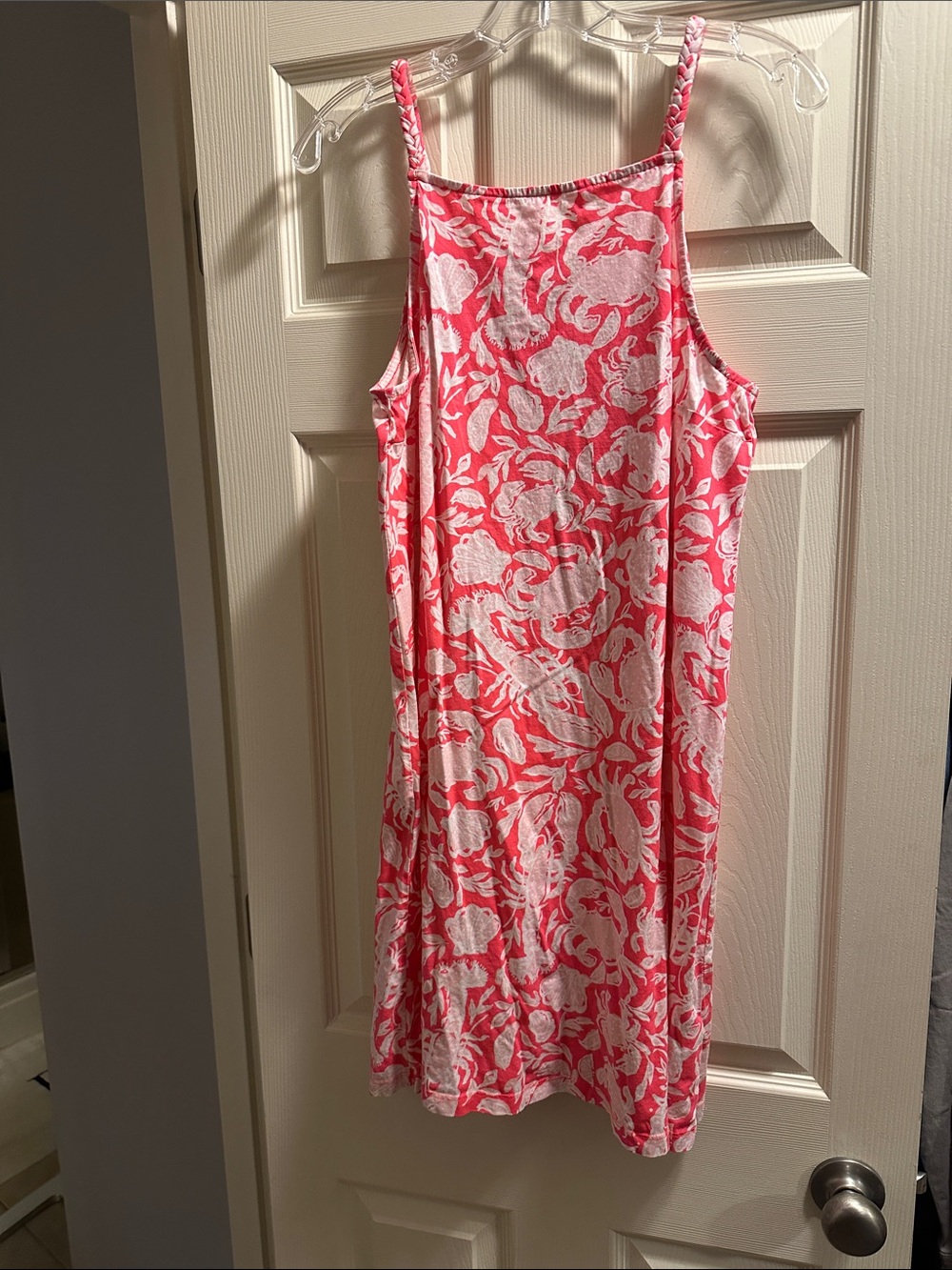 Lilly Pulitzer Coral Pink & White Floral Braided-Strap Mini Dress